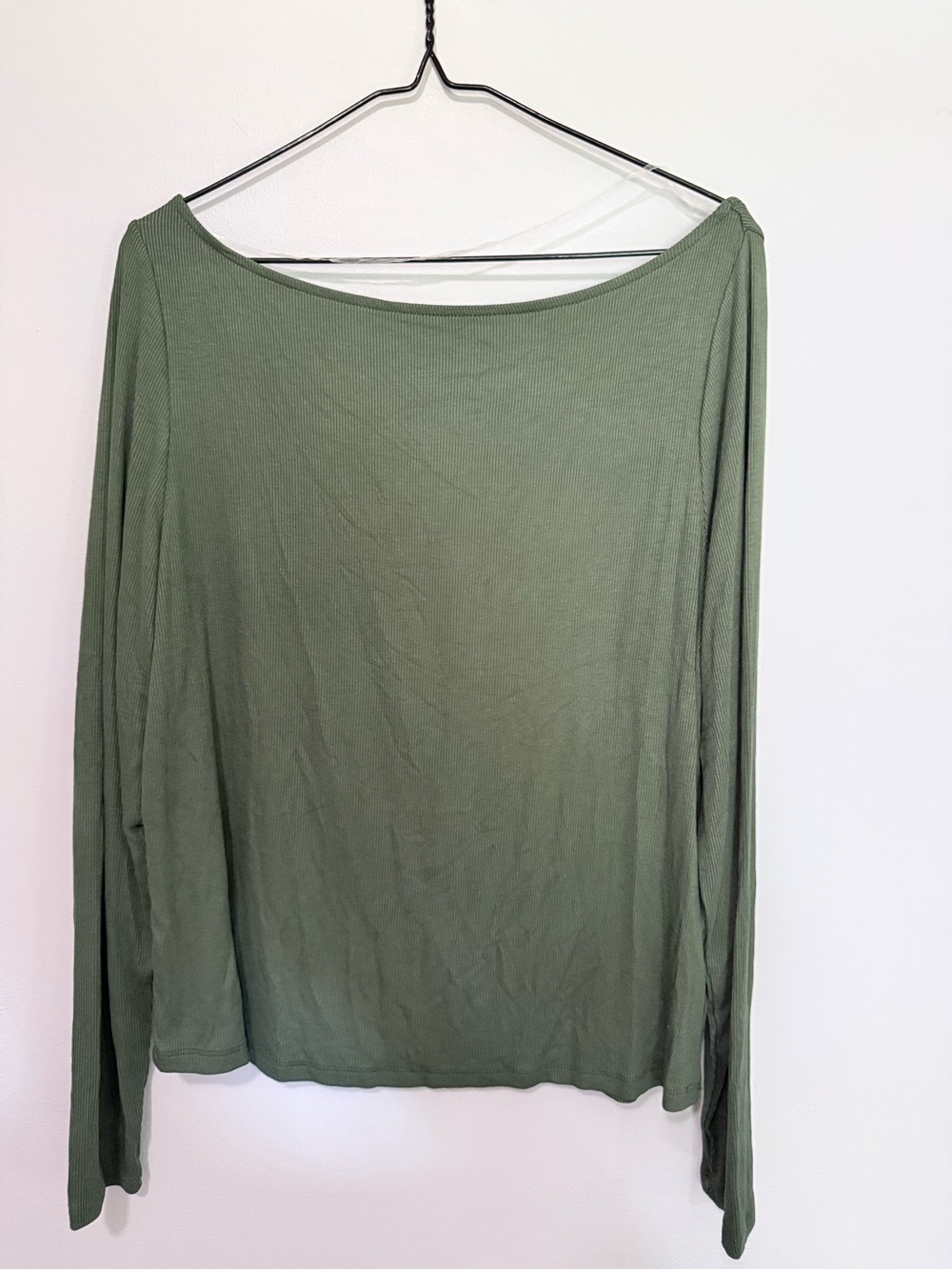 Wild Fable NWT XXL Olive Green Long-Sleeve Boatneck Top
